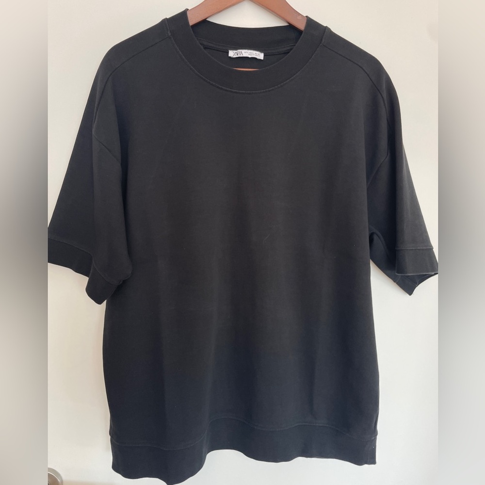 ZARA thick cotton black T